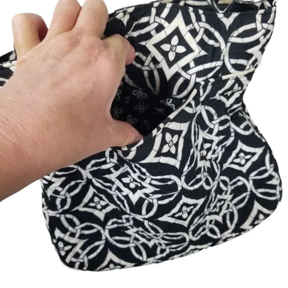 Vera Bradley Black & White Cotton Quilted Adjustable Crossbody or Shoulder Bag